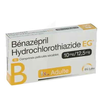 Benazepril Hydrochlorothiazide Eg 10 Mg/12,5 Mg, Comprimé Pelliculé Sécable à Nice