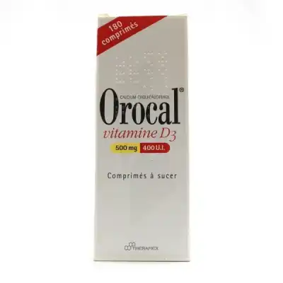 Orocal Vitamine D3 500 Mg/400 U.i., Comprimé à Sucer  Fl/180 à CANEJAN