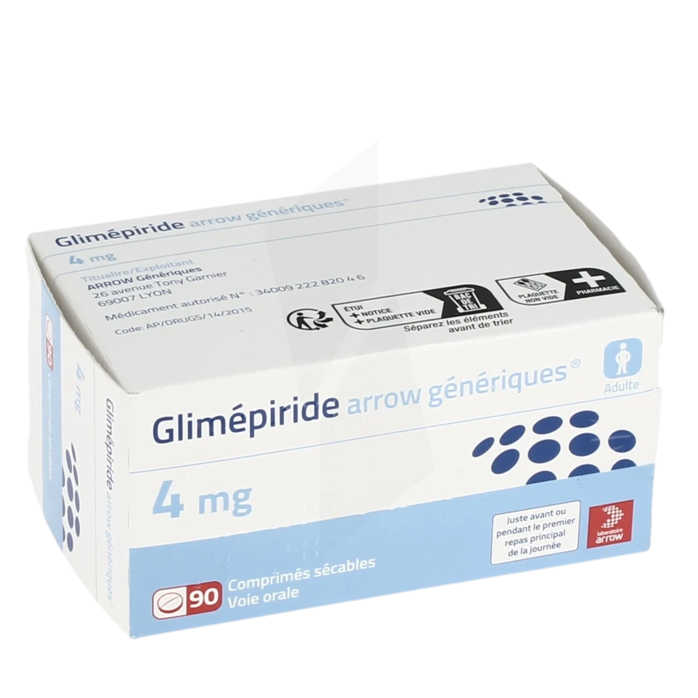 Glimepiride Arrow Generiques 4 Mg, Comprimé Sécable