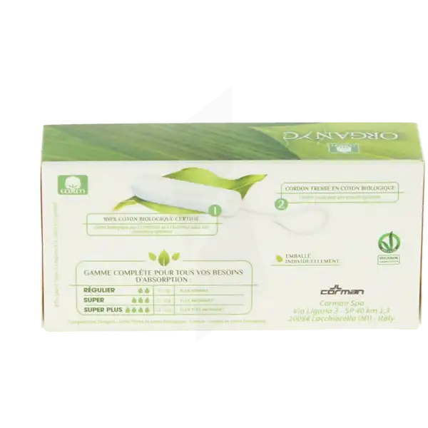 Organyc Tampon Périodique Coton Bio Super B/16