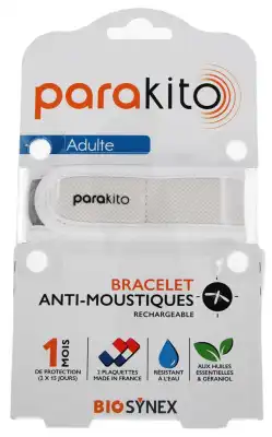 Parakito Color Bracelet Rechargeable Anti-moustique Adulte Blanc B/2 à La Lande-de-Fronsac