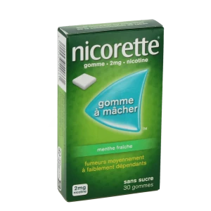 Nicorette 2 Mg Gom à Mâcher Médic Sans Sucre Menthe Fraîche Plq/30gom