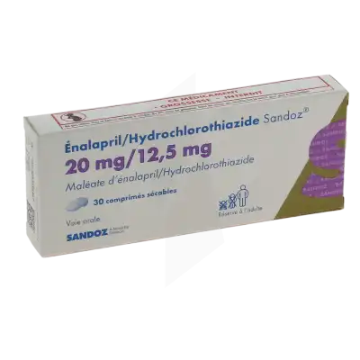 ENALAPRIL/HYDROCHLOROTHIAZIDE SANDOZ 20 mg/12,5 mg, comprimé sécable