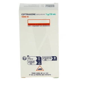 Ceftriaxone Biogaran 1 G/10 Ml, Poudre Et Solvant Pour Solution Injectable (iv)