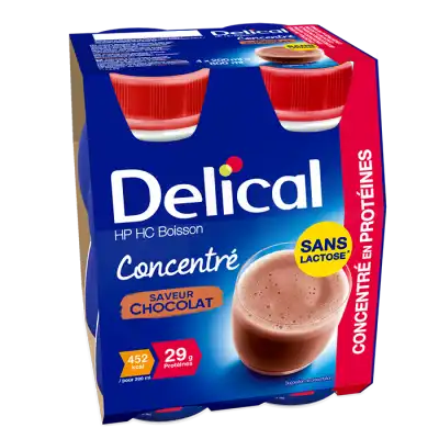 Delical Boisson HP HC Concentrée Nutriment Chocolat 4 Bouteilles/200ml