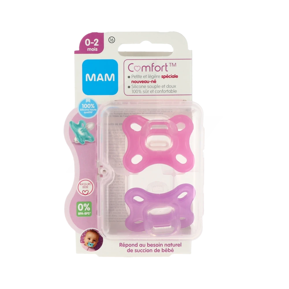 Pharmacie Espace Coty - Parapharmacie Mam Sucette Comfort Silicone +0 Mois  Rose B/2 - Le havre