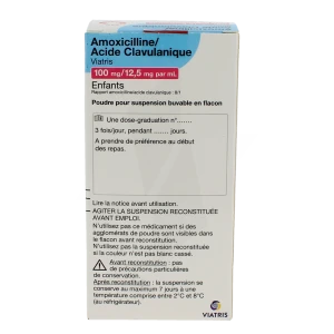Amoxicilline/acide Clavulanique Viatris 100 Mg/12,5 Mg Par Ml Enfants, Poudre Pour Suspension Buvable En Flacon (rapport Amoxicilline/acide Clavulanique : 8/1)