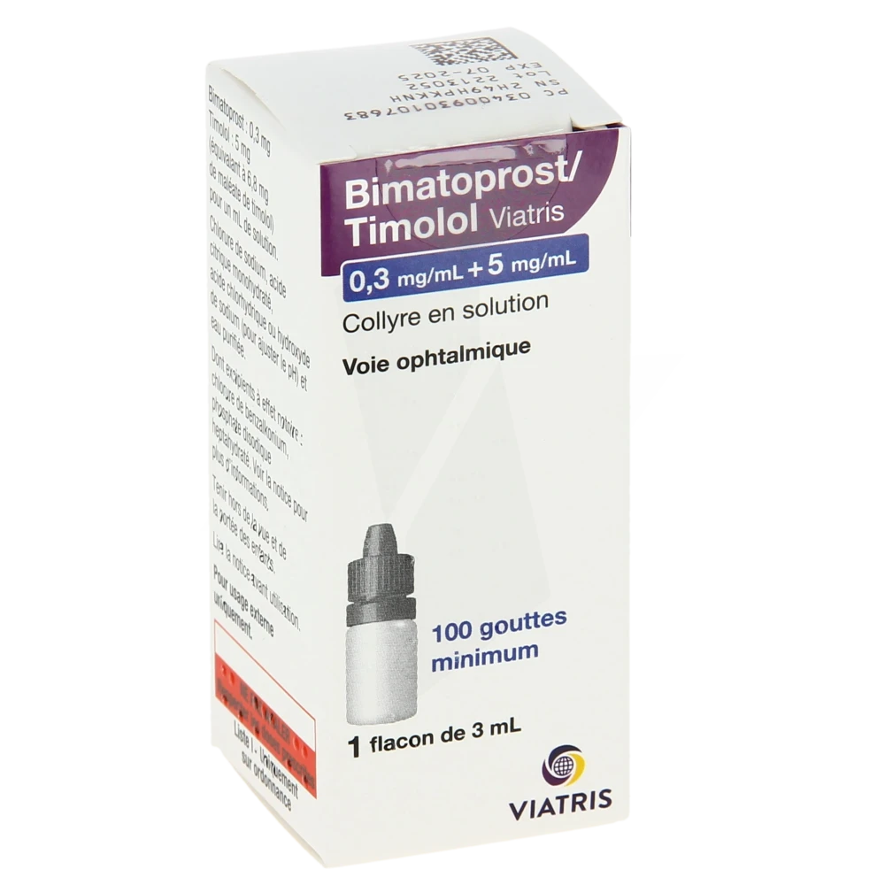 Bimatoprost/timolol Viatris 0,3 Mg/ml + 5 Mg/ml, Collyre En Solution