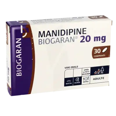Manidipine Biogaran 20 Mg, Comprimé à LE LAVANDOU