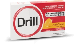 Drill Miel Citron Sans Sucre, Pastille édulcorée à L'isomalt Et à L'acésulfame Potassique