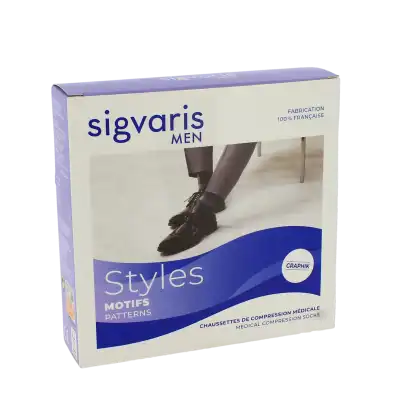 Sigvaris Styles Motifs Rayures Chaussettes  Homme Classe 2 Ardoise Medium Normal à SENNECEY-LÈS-DIJON