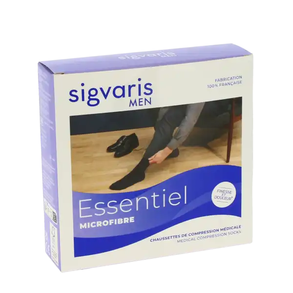 Sigvaris Essentiel Microfibre Chaussettes  Homme Classe 2 Noir X Large Normal