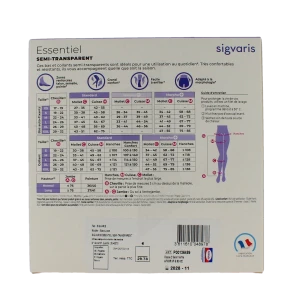 Sigvaris Essentiel Diaphane Semi-transparent Bas Auto-fixants Classe 2 Femme Noir Normal Xxl