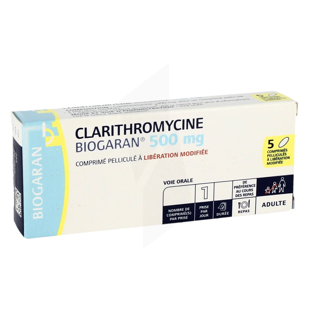 Clarithromycine Biogaran 500 Mg, Comprimé Pelliculé à Libération Modifiée