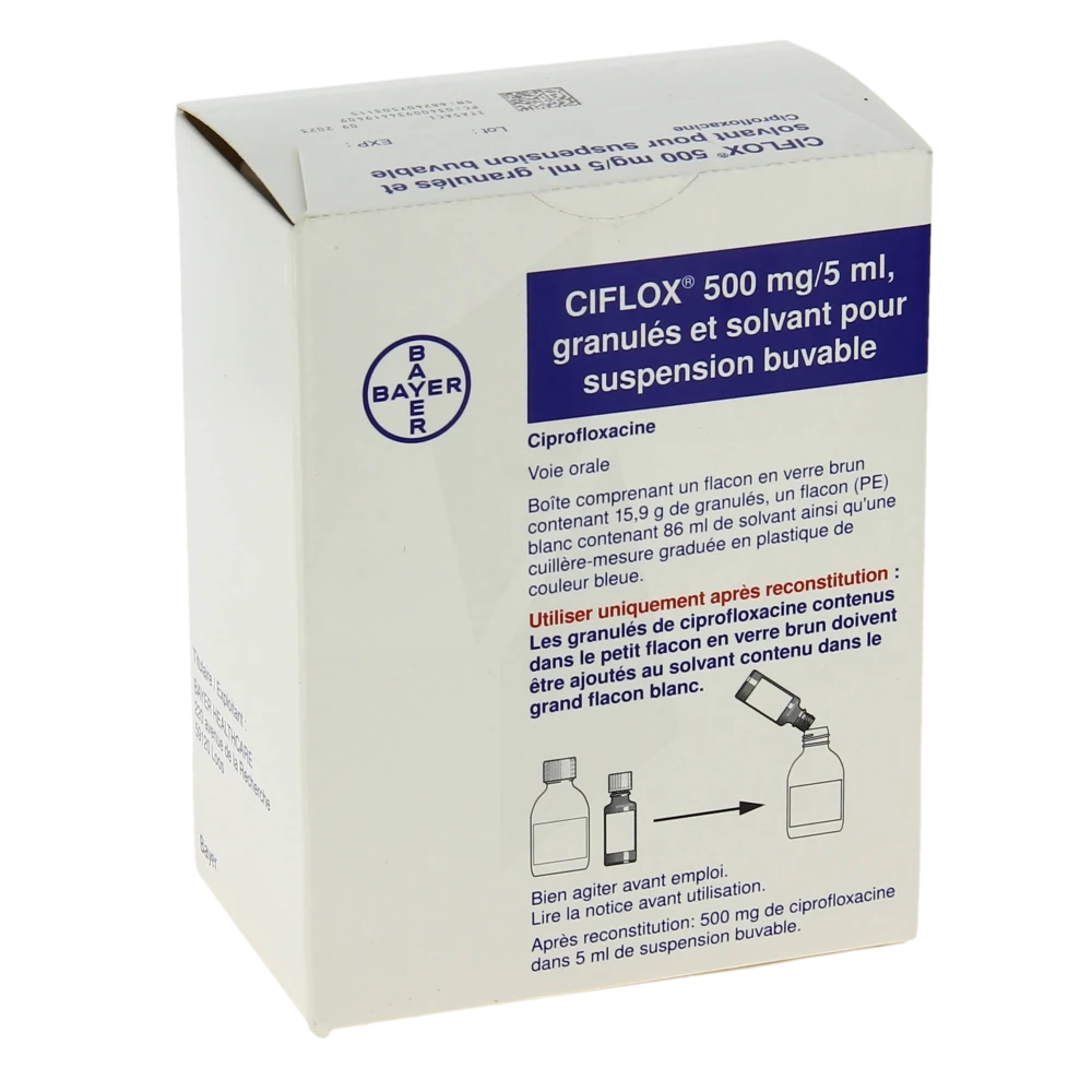 Ciflox 500 Mg/5 Ml, Granulés Et Solvant Pour Suspension Buvable