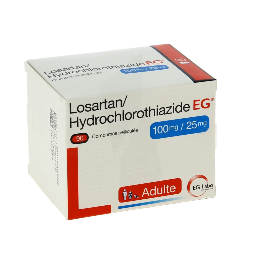 Losartan/hydrochlorothiazide Eg 100 Mg/25 Mg, Comprimé Pelliculé