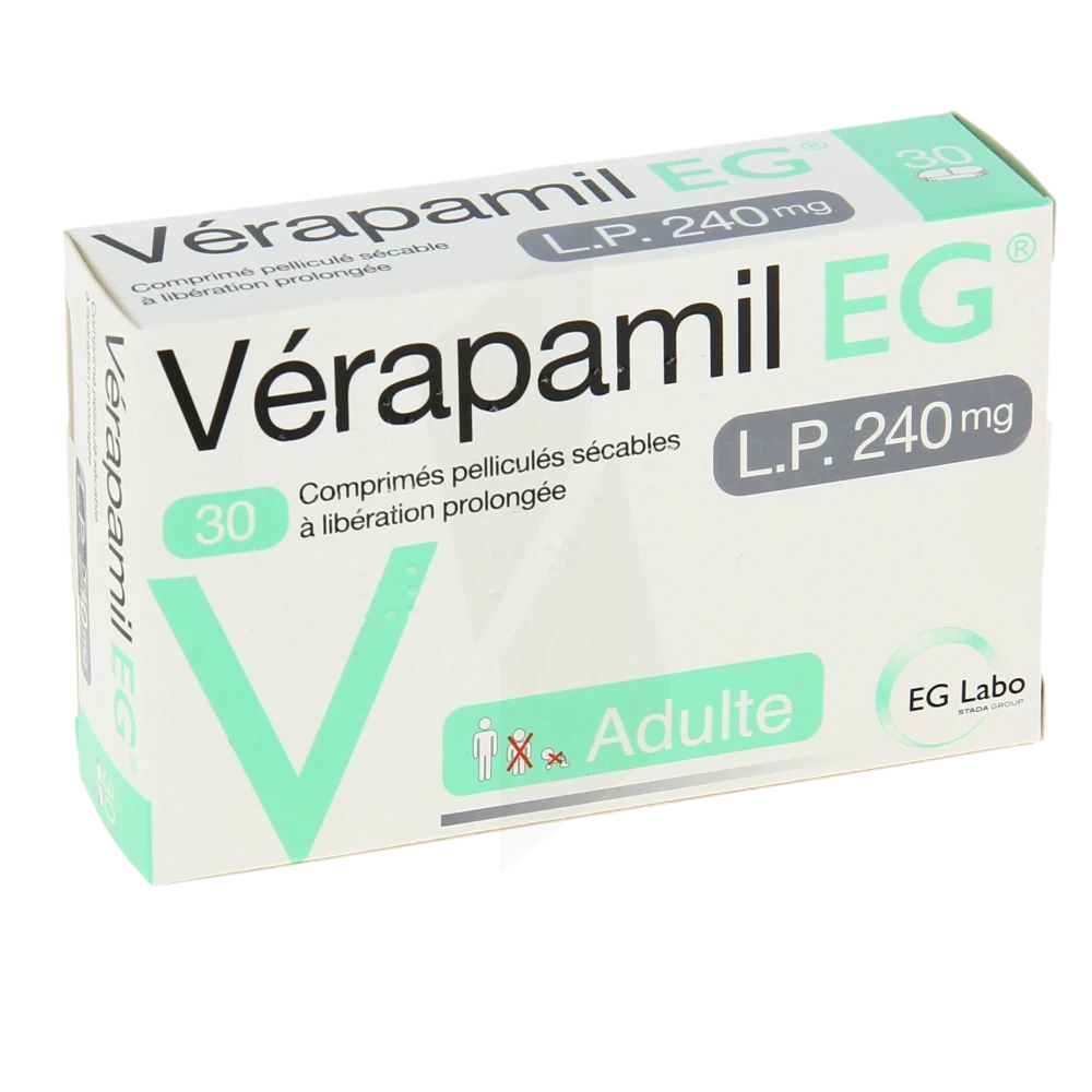 Verapamil Eg L.p. 240 Mg, Comprimé Pelliculé Sécable à Libération Prolongée