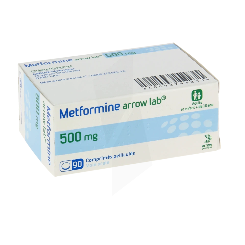 Metformine Arrow Lab 500 Mg, Comprimé Pelliculé