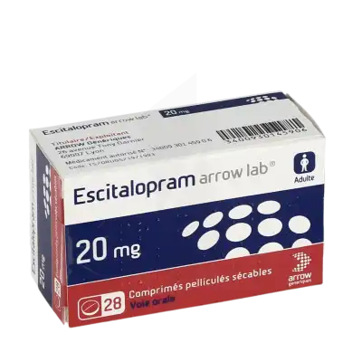 Escitalopram Arrow Lab 20 Mg, Comprimé Pelliculé Sécable à VILLERS-LE-LAC