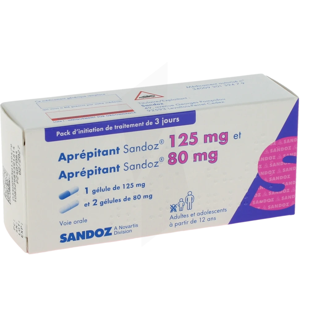 Aprepitant Sandoz 125 Mg, Gélule Et Aprepitant Sandoz 80 Mg, Gélule