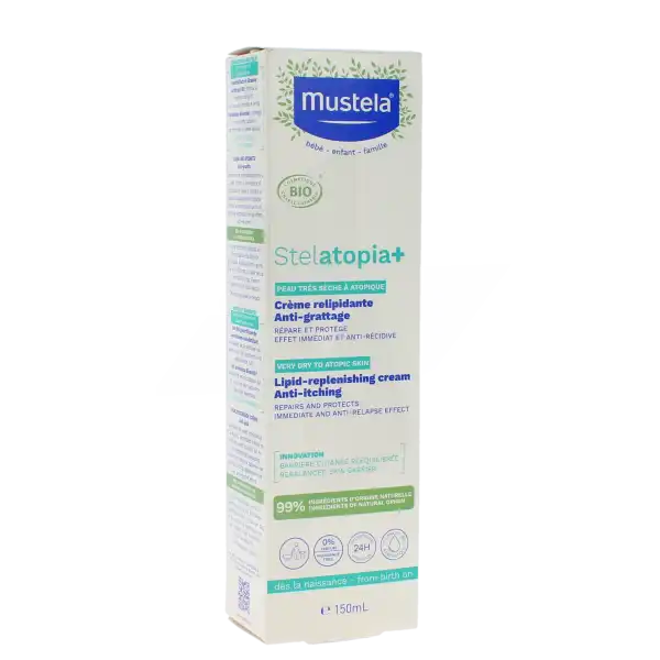 Mustela Stelatopia + Crème relipidante anti-grattage à l’oléodistillat de tournesol et au bioécolia Bio 150 ml