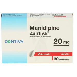 Manidipine Zentiva 20 Mg, Comprimé