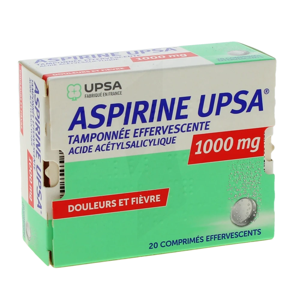 Aspirine Upsa Tamponnee Effervescente 1000 Mg, Comprimé Effervescent
