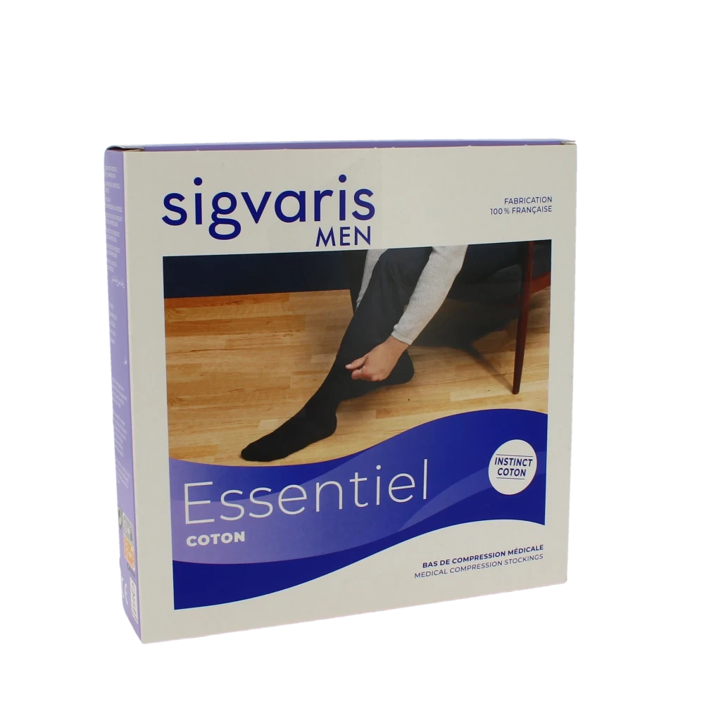 Sigvaris Essentiel Instinct Coton Bas Auto-fixants Classe 3 Homme Noir Normal L