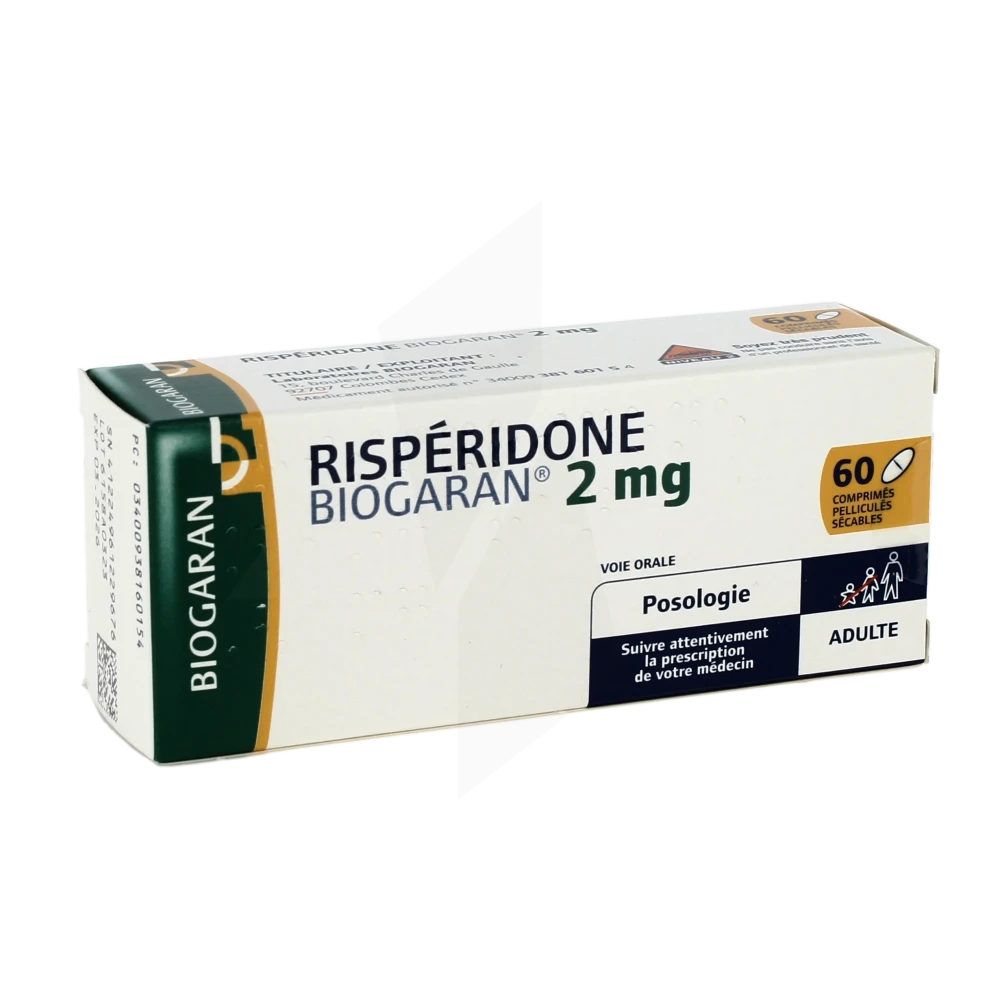 Risperidone Biogaran 2 Mg, Comprimé Pelliculé Sécable