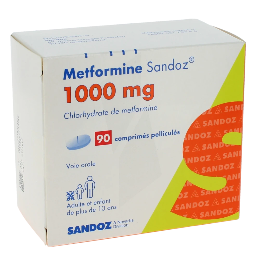 Metformine Sandoz 1000 Mg, Comprimé Pelliculé