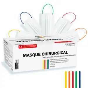 Masques Chirurgicaux Couleur Blanc Elastiques Colorés Boite De 50 à Aubervilliers