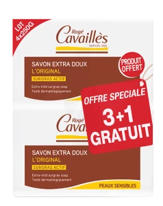 Rogé Cavaillès Savon Surgras Extra Doux 3x250g + 1 Offert