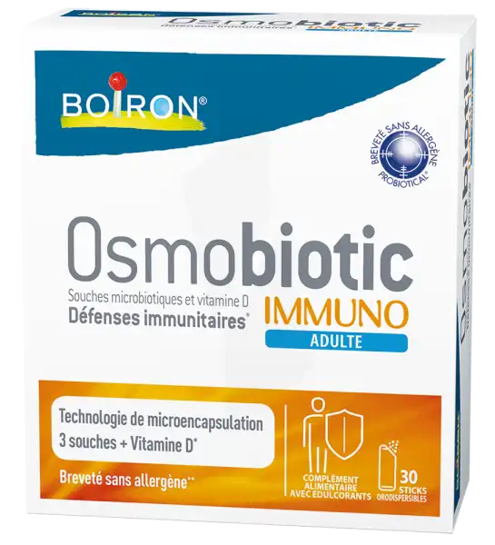 Boiron Osmobiotic Immuno Adulte Poudre Orodispersible Abricot 30 Sticks/1,6g