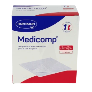Medicomp® Compresses En Nontissé 10 X 10 Cm - Pochette De 2 - Boîte De 25