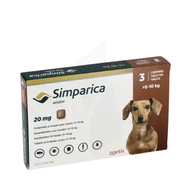 SIMPARICA 20 mg Cpr à croquer chien 5-10kg B/3