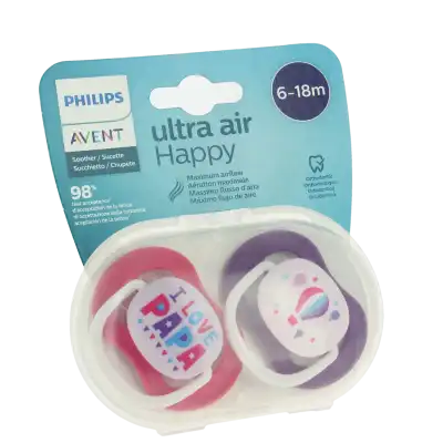 AVENT ULTRA AIR Sucette silicone 6-18mois girl love papa B/2