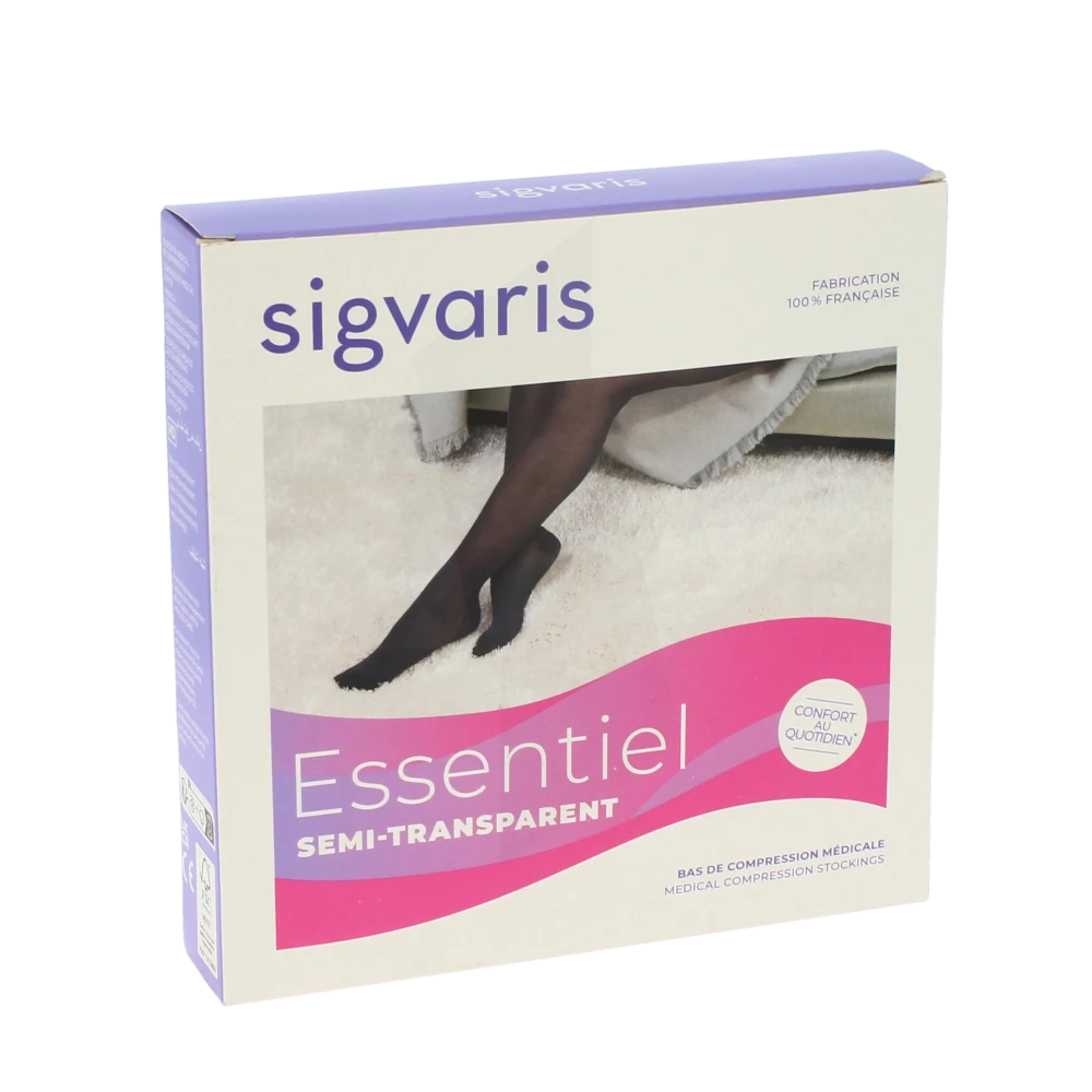 Sigvaris Essentiel Semi-transparent Collant  Femme Classe 2 Noir Medium Long