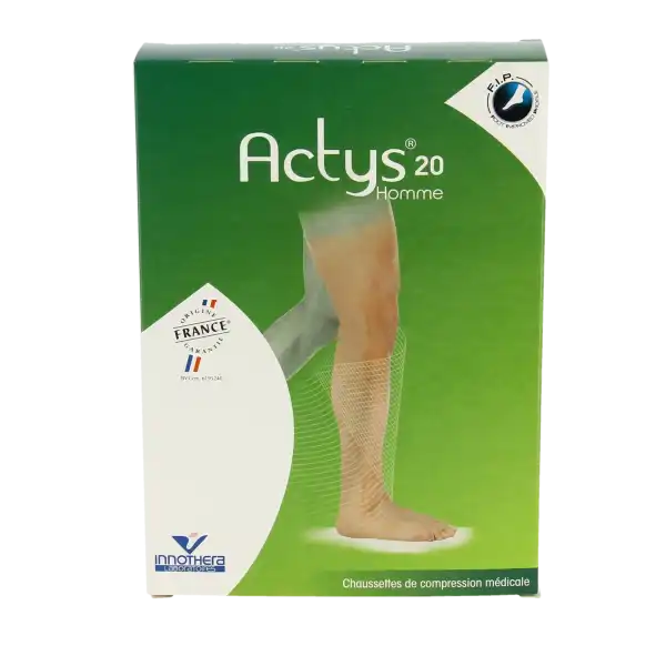 Actys® 20 Homme Classe Ii Chaussettes Noir Taille 2 Normal Pied Fermé