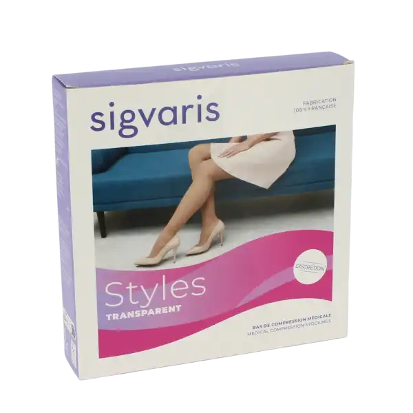 Sigvaris Styles Transparent Bas Auto-fixants  Femme Classe 2 Beige 130 Small Normal