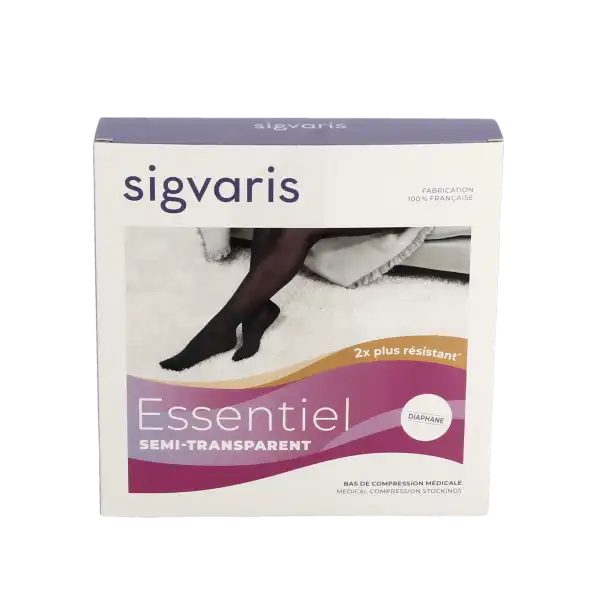 Sigvaris Essentiel Semi-transparent Bas Auto-fixants  Femme Classe 2 Noir Medium Normal