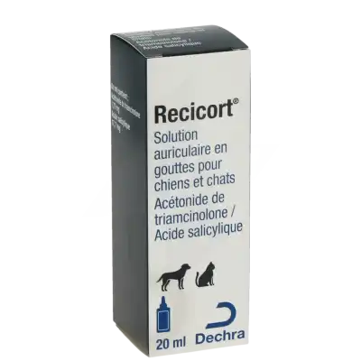 RECICORT SOLUTION AURICULAIRE EN GOUTTES POUR CHIENS ET CHATS, Solution auriculaire en gouttes