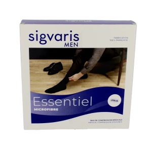 Sigvaris Essentiel Microfibre Bas Auto-fixants Po Homme Classe 2 Noir Small Long
