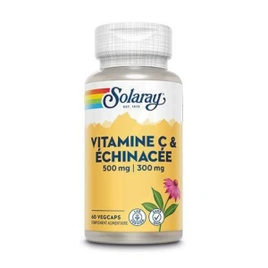 Solaray Vitamine C 500mg & Echinacée 300mg Capsules Végétales B/60