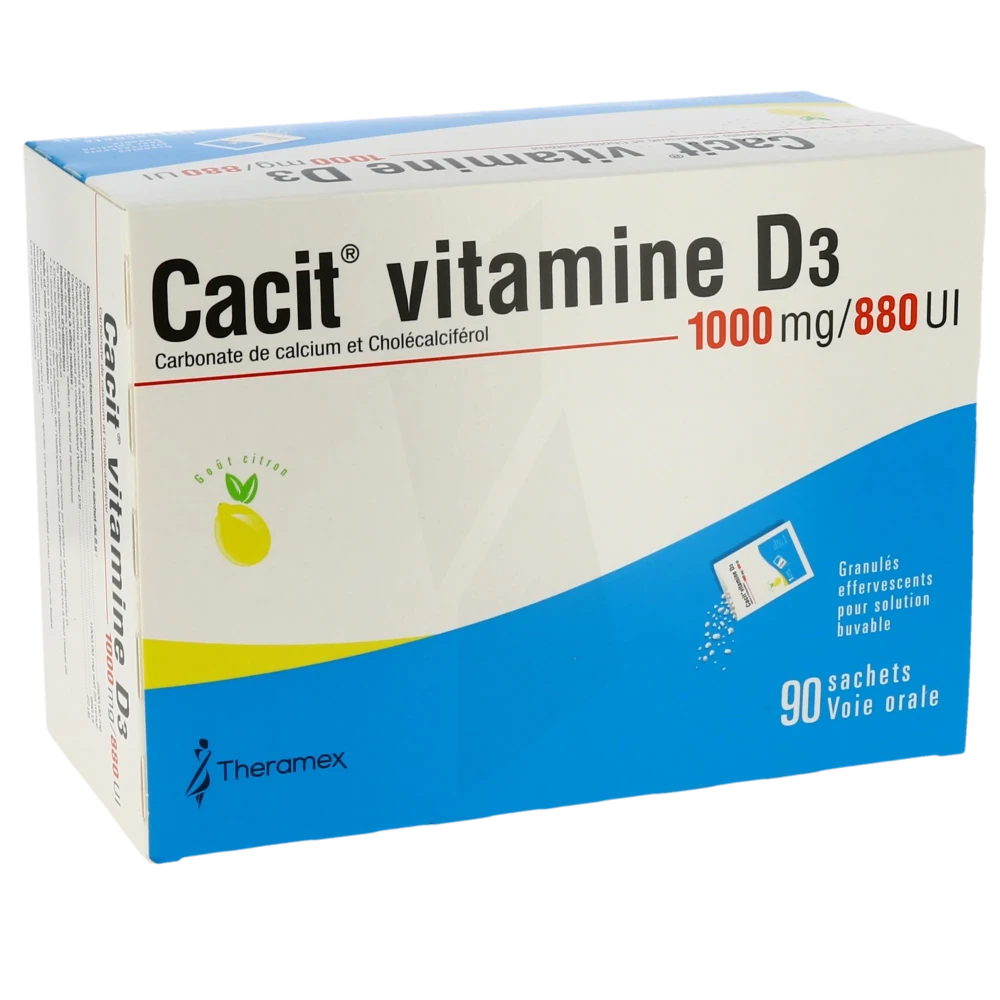Cacit Vitamine D3 1000 Mg/880 Ui, Granulés Effervescents 90sach/8g