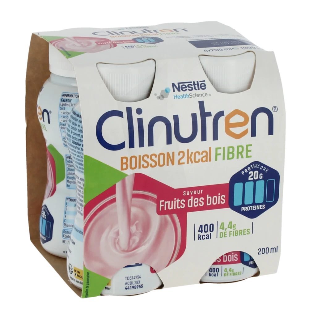 Clinutren Boisson 2 Kcal Fibres Nutriment Fruits Des Bois 4 Bouteilles/200ml