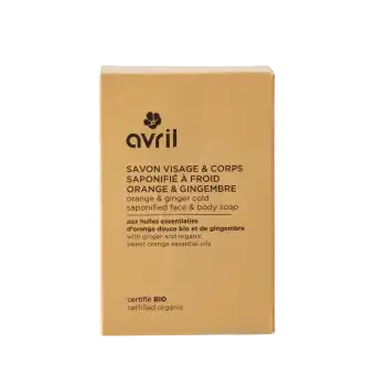 Avril Savon à Froid Visage & Corps Orange & Gingembre Bio 100g