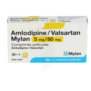 Amlodipine/valsartan Mylan 5 Mg/80 Mg, Comprimé Pelliculé