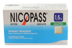 Nicopass 1,5 Mg Sans Sucre Eucalyptus, Pastille édulcorée à L'aspartam Et à L'acésulfame Potassique