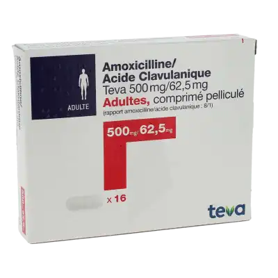 Amoxicilline/acide Clavulanique Teva 500 Mg/62,5 Mg Adultes, Comprimé Pelliculé (rapport Amoxicilline/acide Clavulanique : 8/1) à Abbeville