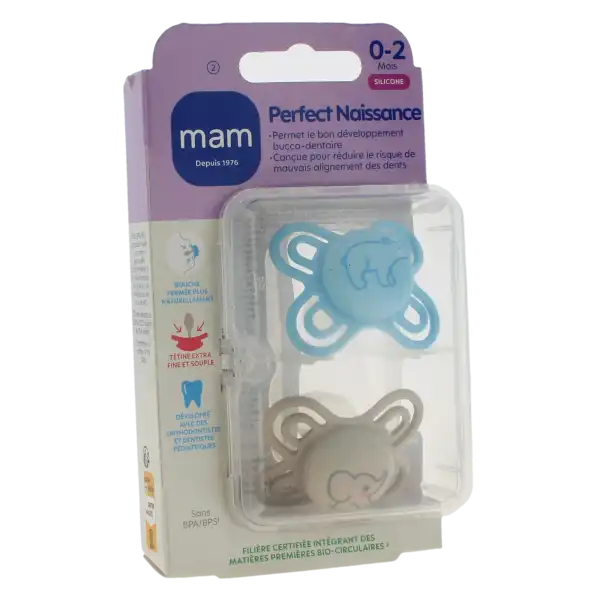 MAM PERFECT NAISSANCE Sucette anatomique 0-2mois Etui/2